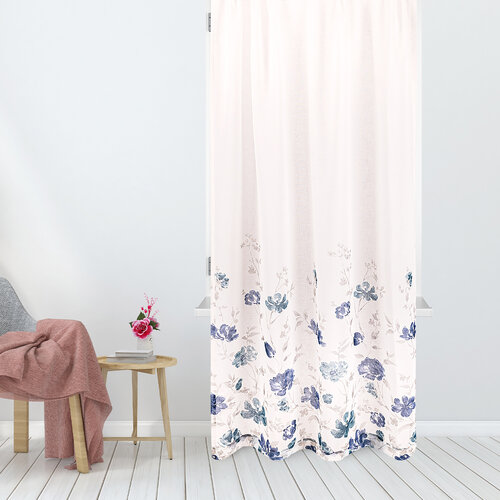 4Home Zavese Floral modra, 140 x 245 cm