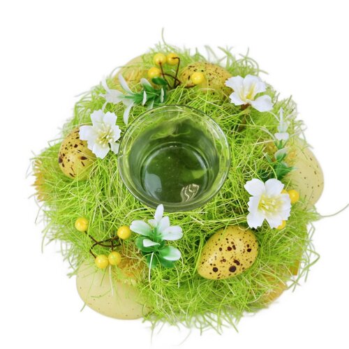 Pomladni svečnik z metuljem in jajčki, 17 x  8 cm