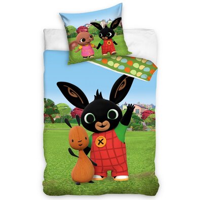 Obliečky do postieľky Zajačik Bing a Flop Na prechádzke, 100 x 135 cm, 40 x 60 cm