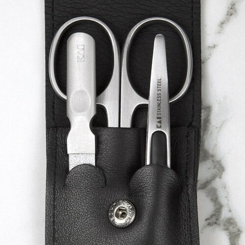 Kai Súprava na nechty v koženom púzdre Beauty Care - nožnice, pilník, pinzeta