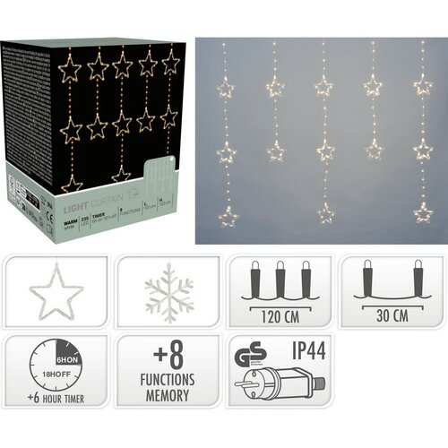 Зовнішня світлова гірлянда Stars, 120x120см, LED, теплий білий, таймер, 8 функцій