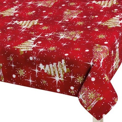 Bellatex karácsonyfa abrosz arany, piros120 x 140 cm