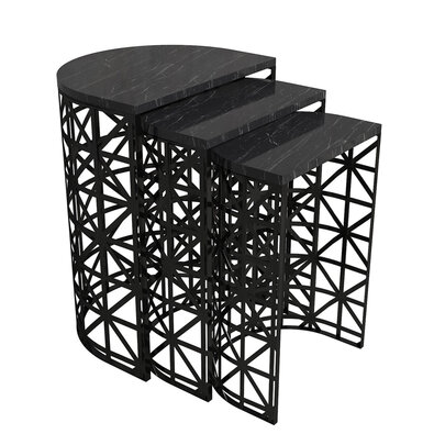 Odkládací stolek Stil Black Marble, 3 ks