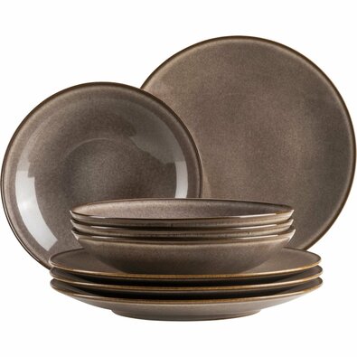 Mäser Set de farfurii adânci și plate, 8 bucăți SMOKY'S - maro