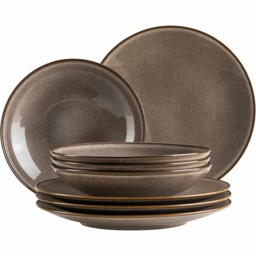 Mäser Set de farfurii adânci și plate, 8 bucăți SMOKY'S - maro