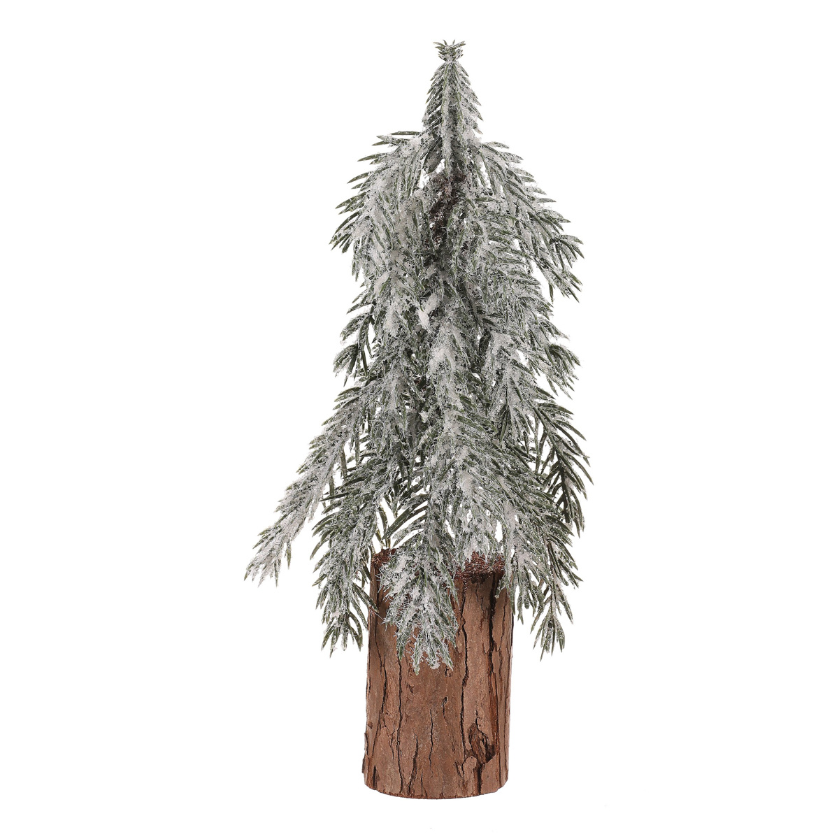 Karácsonyi dekoráció Fenyőfa tuskón, havas, 32 cm