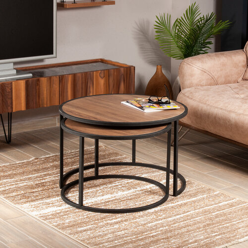 Beistelltisch Tambur Walnut, 2 Stück