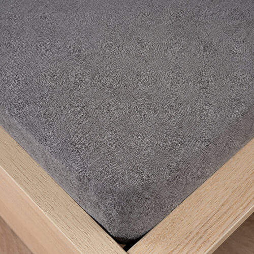 Cearșaf de pat 4Home din frotir, gri închis, 180 x 200 cm