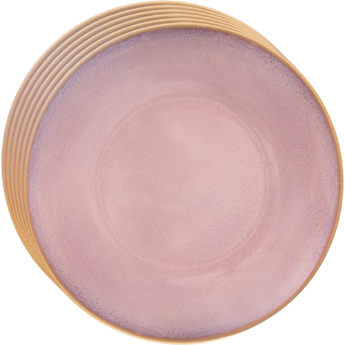 Orion Sada keramických mělkých talířů Glaze růžová 27 cm, 6 ks