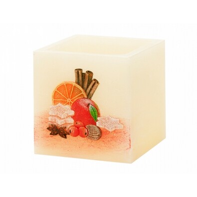 Świeczka świąteczna Christmas time kostka lampion, beżowy