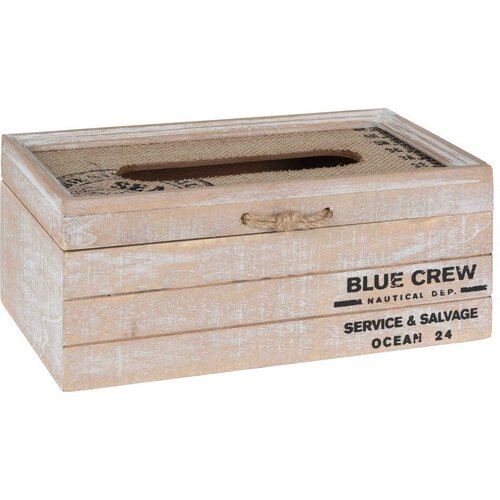 Dřevěný box na kapesníky Blue Crew, 24 x 9,7 x 13 cm