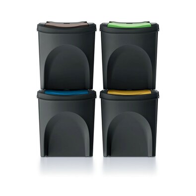 Kosz na odpady Sortibox 25 l, 4 szt., czarny