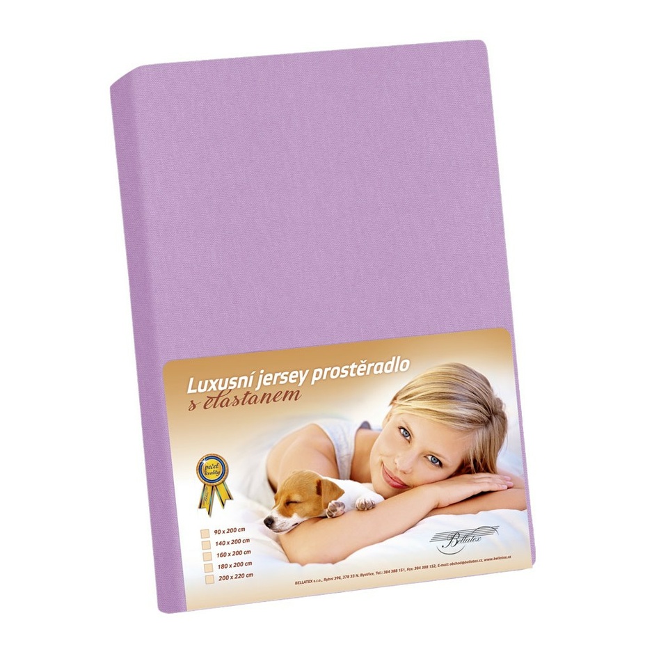 Fotografie produktu: Bellatex Jersey prestieradlo s elastanom fialová, 140 x 200 cm
