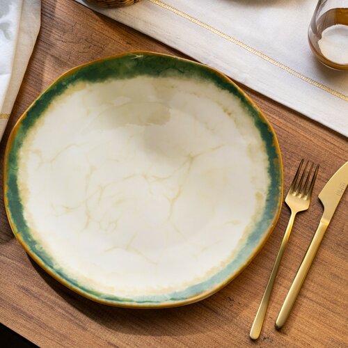Set of 6 dessert plates and 1 serving plateEmerald