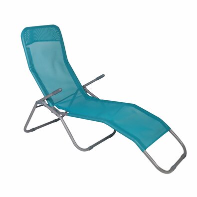 Șezlong de grădină Aldotrade pliabil 137 x 58 x 94 cm, albastru
