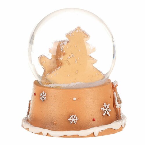 Mézeskalács hóember karácsonyi hógömb, polirezin, 9 cm