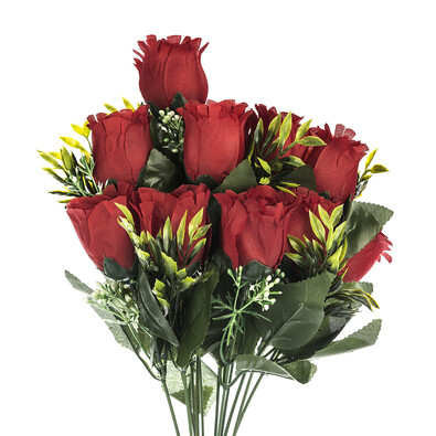Buchet artificial trandafir roșu 43 cm