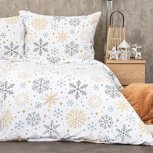 4Home Pościel flanelowa Frosty snowflakes, 220 x 200 cm, 2 szt. 70 x 90 cm