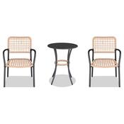 Autronic Balkon-Set 1+2, Metall, Polyrattan, natürlich, AZ-L1103 NAT