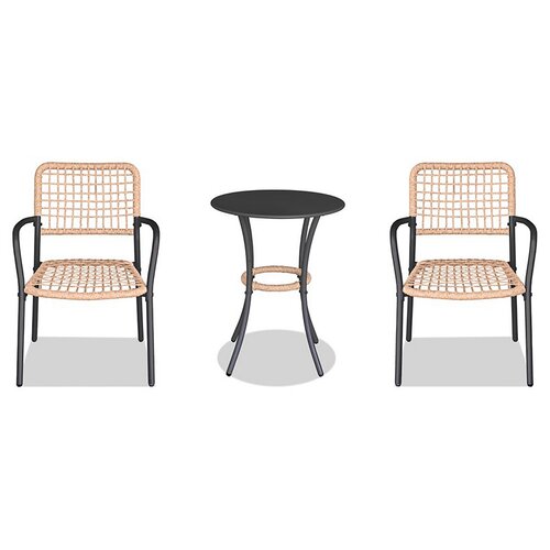 Zestaw balkonowy Autronic 1+2, metal, polyratan, naturalny, AZ-L1103 NAT