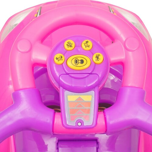 Baby Mix Detské odrážadlo s vodiacou tyčou 3v1 Mega Car, ružová