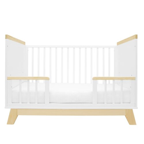 New Baby Crib Marcus cu barieră, alb/natural