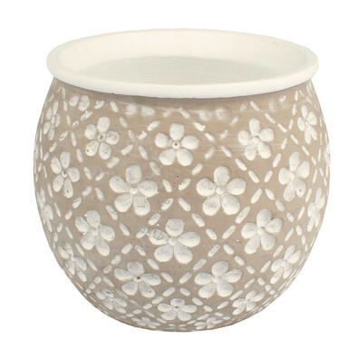 Osłonka betonowa na doniczkę Kwiatki, szary 20,5 cm