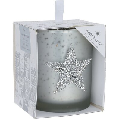 Vianočná dekoračná sviečka Star, 8 x 10 cm, strieborná