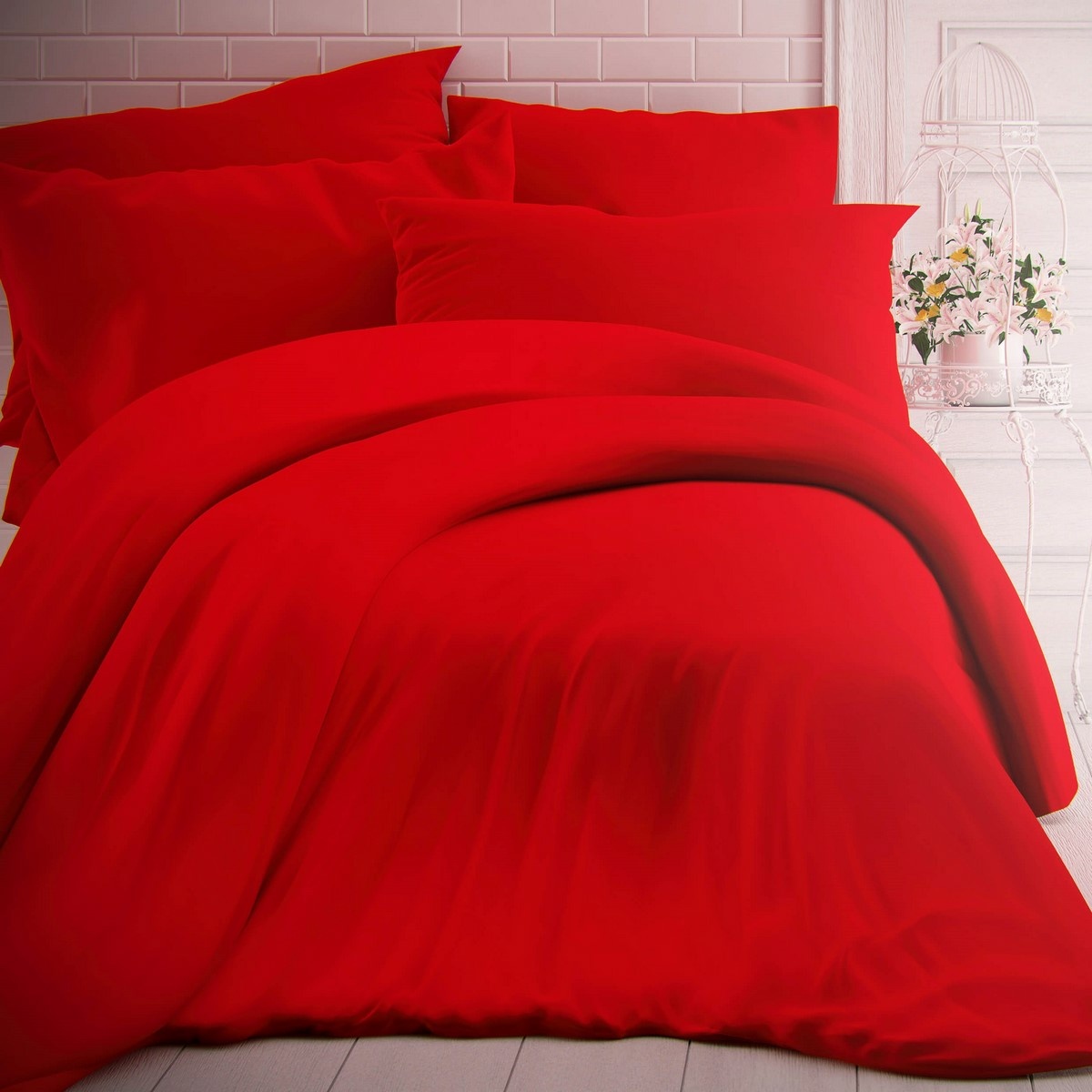 Kvalitex Lenjerie de pat din bumbac roșie, 240 x 200 cm, 2 buc. 70 x 90 cm, portocaliu, 240 x 200 cm, 2 buc. 70 x 90 cm