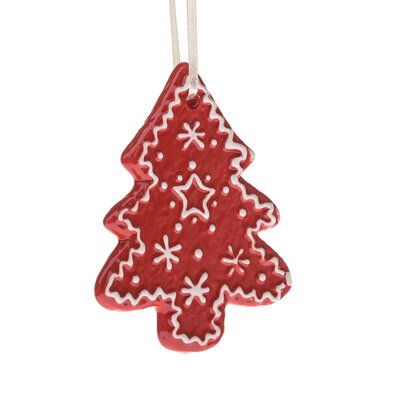 Ceramiczna dekoracja wisząca Choinka, 9 x 8,7 x 1 cm, czerwony piernik