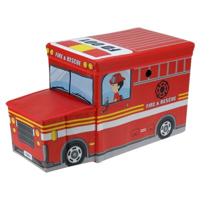 Cutie de jucării şi scăunel Maşină de pompieri