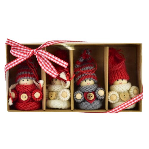Set de ornamente de Crăciun Păpuși tricotate, 4buc