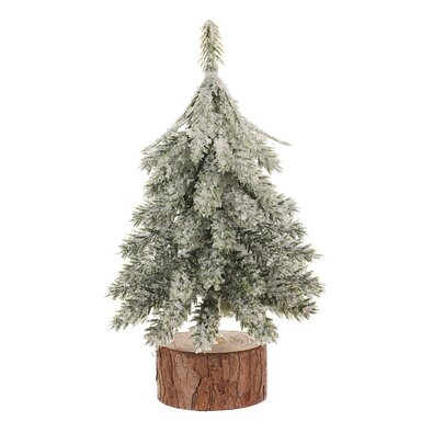 Karácsonyi hóval borított mini fa rönkön, 15 cm