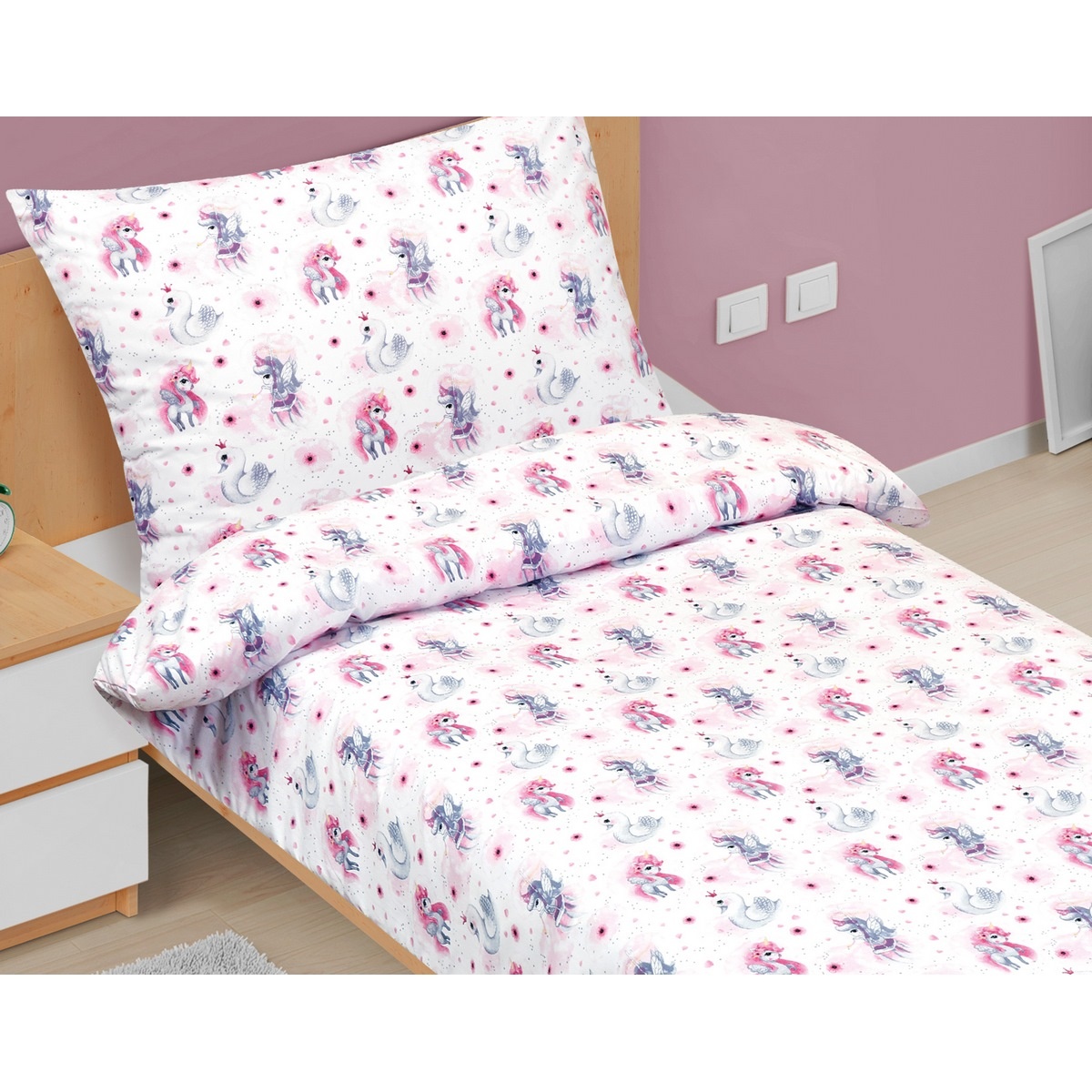 Bellatex Junior egyszarvú pamut ágyneműhuzat, 140 x 200 cm, 70 x 90 cm termék 2. képe
