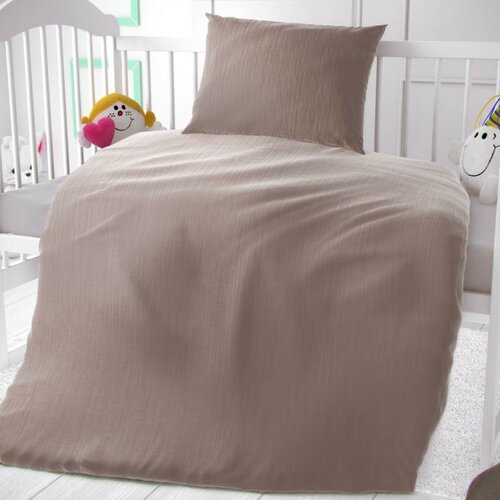 Kvalitex Дитяча муслінова постільна білизна для ліжечка бежева, 90 x 135 см, 45 x 60 см