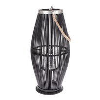 Felinar din bambus cu sticlă Delgada negru, 59 x 29 cm