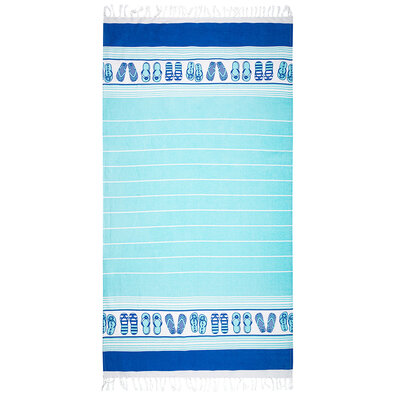 Home Elements Badetuch Fouta mit Fransen Flipflops, 90 x 170 cm