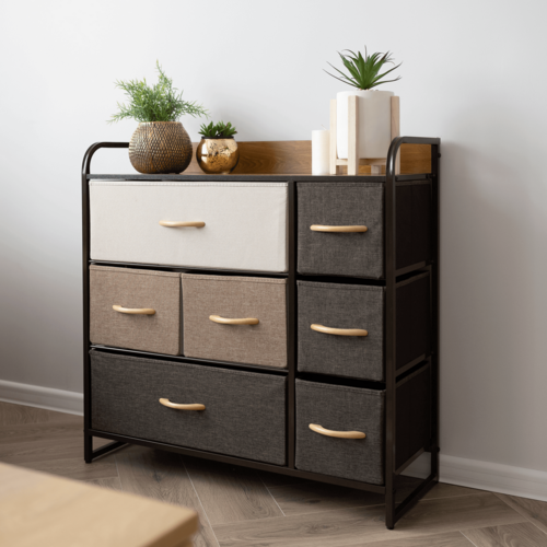 Komoda s látkovými zásuvkami HAZEL TYPE 3, hnedá