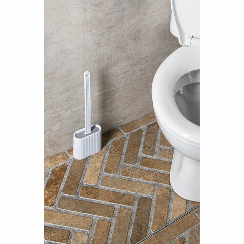 AQUALINE TF010 Silikon-Toilettenbürste für die Wandmontage/zum Stehen, Weiß