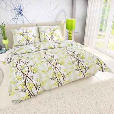 Pościel bawełniana Bamboo zielony, 140 x 220 cm, 70 x 90 cm