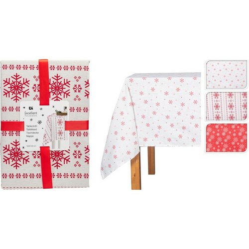 Різдвяна скатертина Red Snowflakes on White, 130 x 180 см