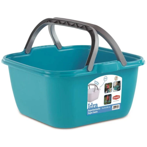 Plastično kvadratno umivalnik IDRA z ročaji, 13 l