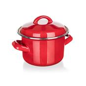 Banquet Milton  zománcozott edény fedővel piros, 12 cm, 0,78 l