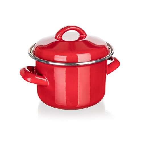 Banquet Emailed pot with lid Milton red, 12 cm,0.78 l