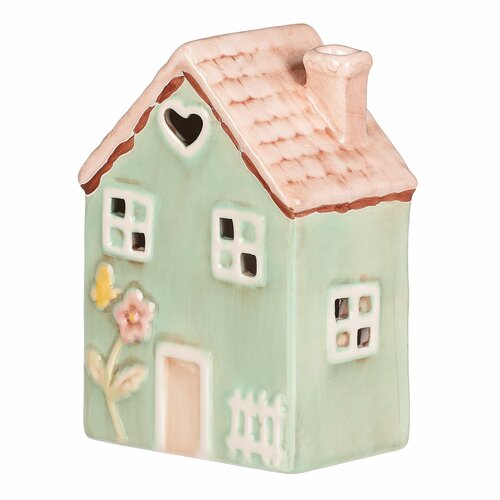 Căsuță din ceramică cu LED, 10 x 7 x 14 cm,primăvară, verde închis