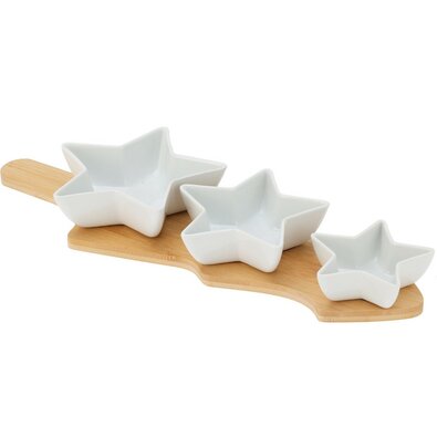 Set de 3 boluri pentru servire cu suport Star