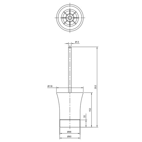 SAPHO 1308-28 Justy WC perie de toaletă pentrumontare, ceramică/oțel inoxidabil