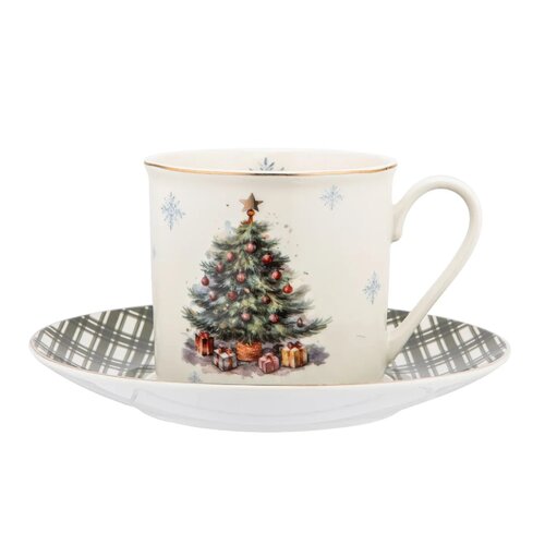Altom Porcelanowa filiżanka z spodkiem ChristmasTree 260 ml