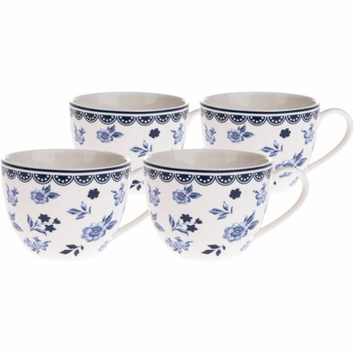 4-teiliges Set Porzellantassen Floral, 90 ml