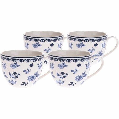 4-delni set porcelánových šálků Floral, 90 ml